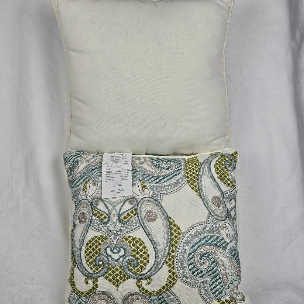 Pier 1 Imports Set Of 2‎ Throw Pillows Teal Green Blue White 16x16 Nostaglic